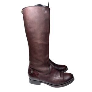 FRYE MELISSA BUTTON BACK ZIP BROWN TALL LEATHER Riding BOOTS WOMEN 10 B